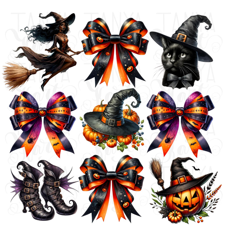 Halloween Coquette Bow PNG, Sublimation Digital Download, Fall Vibes Sublimation for Halloween Shirts, Retro Halloween PNG