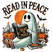 Read in Peace PNG, Ghost Reading Books Sublimation Design for Halloween Shirts & Dark Romance Transparent PNG, Digital Downloads, DTF Design