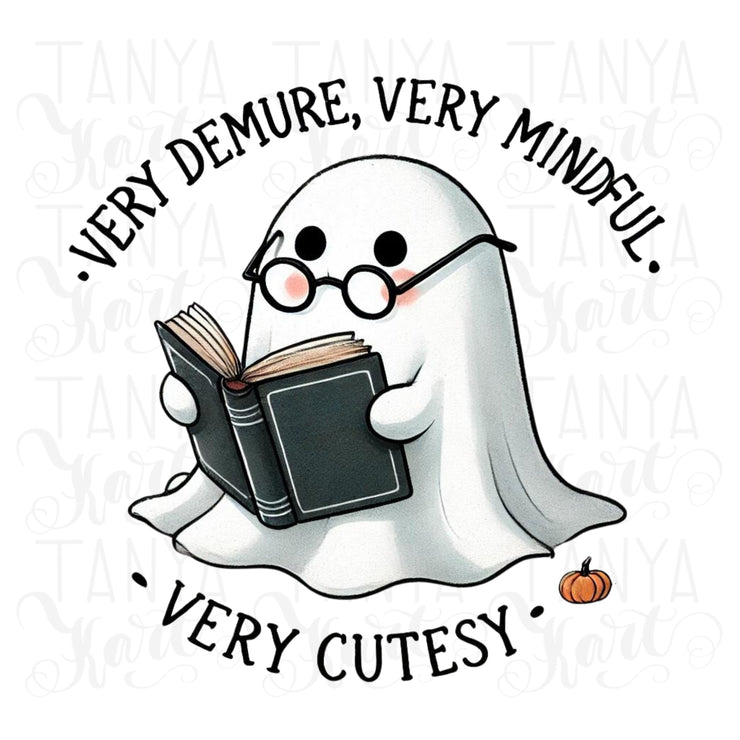 Very Demure, Very Mindful, Very Cutesy Ghost PNG, Trendy Saying Sublimation Design for Cute T-Shirts & Spooky Digital File, Digital Download