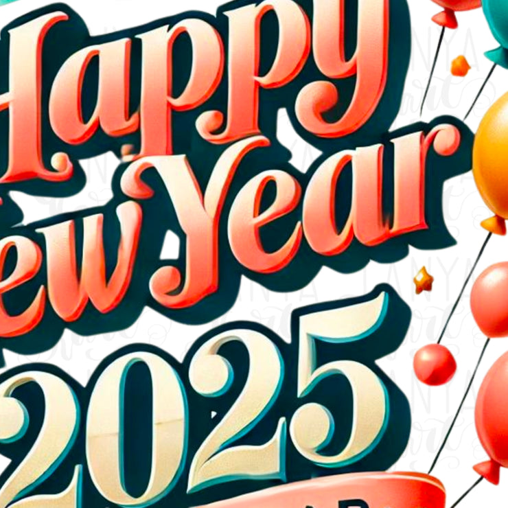 2025 New Year PNG Design, Holiday Shirt Print, Digital Download, Sublimation Design,Commercial Use Poster & Scrapbook Image,Iron-On Transfer