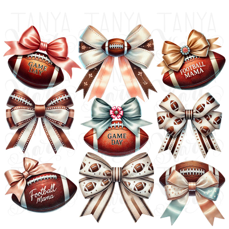 Coquette Bows Football PNG, Sublimation Design, Retro Football, Game Day PNG, Football Bow Shirt Design, Digital Download