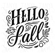 Hello Fall PNG Digital Print for Crafting, Autumn Leaves Sublimation Designs, Retro Fall Vibes Digital Downloads for T-Shirts