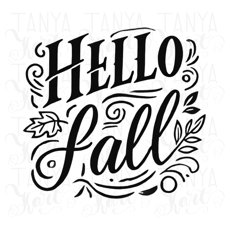 Hello Fall PNG Digital Print for Crafting, Autumn Leaves Sublimation Designs, Retro Fall Vibes Digital Downloads for T-Shirts