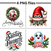 Festive Christmas Quotes Bundle, Cute PNG Designs, Holiday Sublimation Pack, Santa's Favorite, Merry Christmas, Happy Holidays, Believe PNG