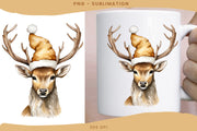 Gold Christmas Deer Sublimation Design - Instant Download