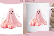 Retro Halloween Pink Pumpkin Ghost