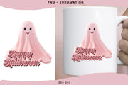 Retro Pink Halloween Ghost Art