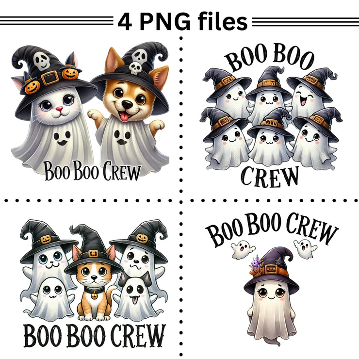 Boo Boo Crew Ghost Shirt PNG, Halloween Design Sublimation File, Stay Spooky, DTF PNG Designs, Transparent for Commercial Use, Spooky Vibes