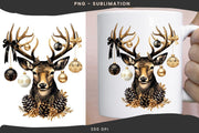 Black Christmas Deer Sublimation Image