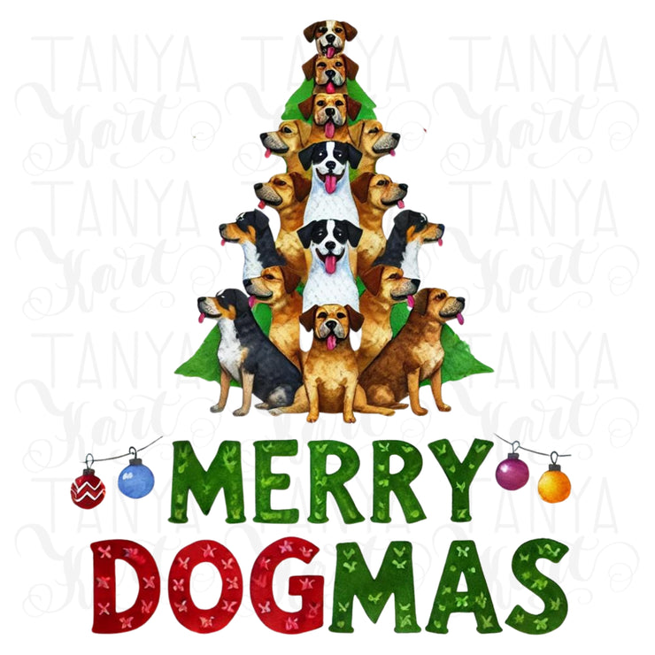 Merry Dogmas, Sublimation Digital Download, Dog Christmas Design, Christmas Puppies, Transparent PNG for Card Making, Shirt Design, Tshirt