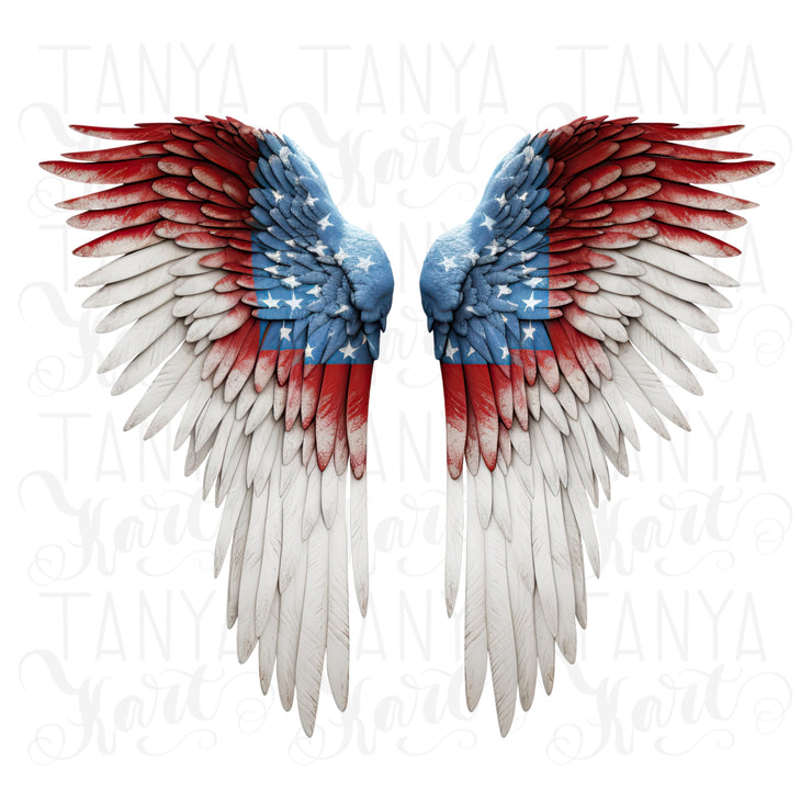 Patriotic Angel Wings PNG Sublimation Design | Independence Day Shirt Design