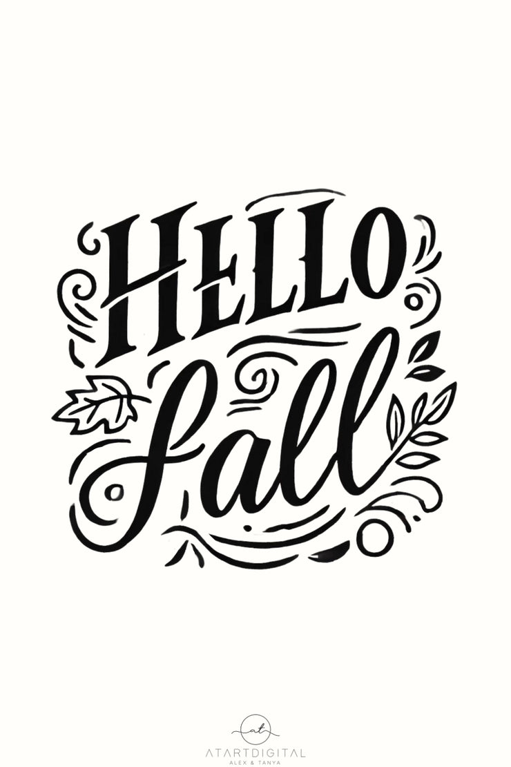 Hello Fall PNG Digital Print for Crafting, Autumn Leaves Sublimation Designs, Retro Fall Vibes Digital Downloads for T-Shirts