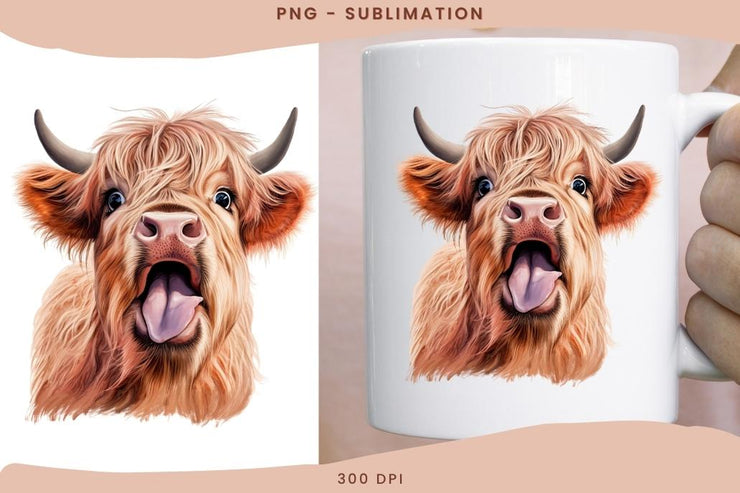 Funny Moody Cow Sublimation Design | Digital Download for Printable Graphic Art