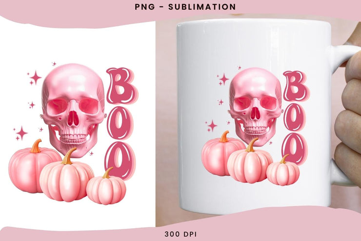 Pink Skull Pumpkin Design