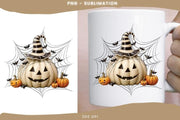 Scary Pumpkin Lantern, Fall Sublimation PNG, Jack O' Lantern for T-Shirt Design