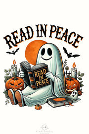 Read in Peace PNG, Ghost Reading Books Sublimation Design for Halloween Shirts & Dark Romance Transparent PNG, Digital Downloads, DTF Design