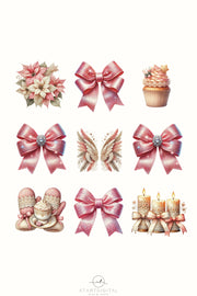 Pink Christmas Coquette Bow PNG, Custom Preppy Christmas Design for T-Shirts & Merry Christmas Sublimation, Transparent PNG, Merry Christmas