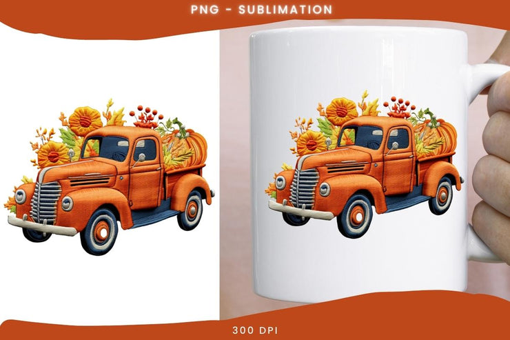 Fall Truck with Pumpkins PNG