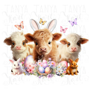 Easter Cows, Digital Download for Sublimation Designs, Highland Cow Art