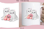 Ghost Kitten PNG Sublimation Designs for Spooky Season