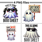 Cute Ghost Sublimation, Spooky Halloween Design Digital Download, Say Boo to Drugs T-Shirt PNG, This Is Some Boo Sheet, Transparent Designs