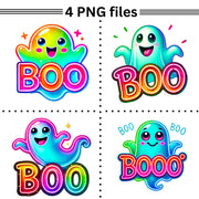 Neon Halloween Ghost PNG, Coquette Ghost for Trendy Halloween Designs, Cute Boo Ghost PNG, Perfect for Spooky Season