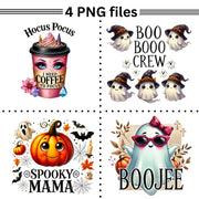 Halloween Quotes Printable Bundle, Boojee PNG for Sublimation, Print on Demand, Hocus Pocus PNG, Spooky Mama, Boo Crew Digital Downloads