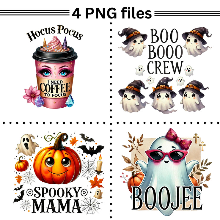 Halloween Quotes Printable Bundle, Boojee PNG for Sublimation, Print on Demand, Hocus Pocus PNG, Spooky Mama, Boo Crew Digital Downloads