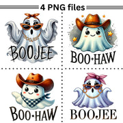 Ghostly PNG Graphics Set, Cute Ghosts Clipart for Sublimation, Ghost Shirt Design, Boo Jee Ghost PNG, Boo Haw, Graphic for Print on Demand