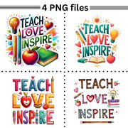 Teach Love Inspire Png, Teacher's Life Inspirational Quote, Retro Teaching Shirt Design, Sublimation Design, Love School, Digital Download