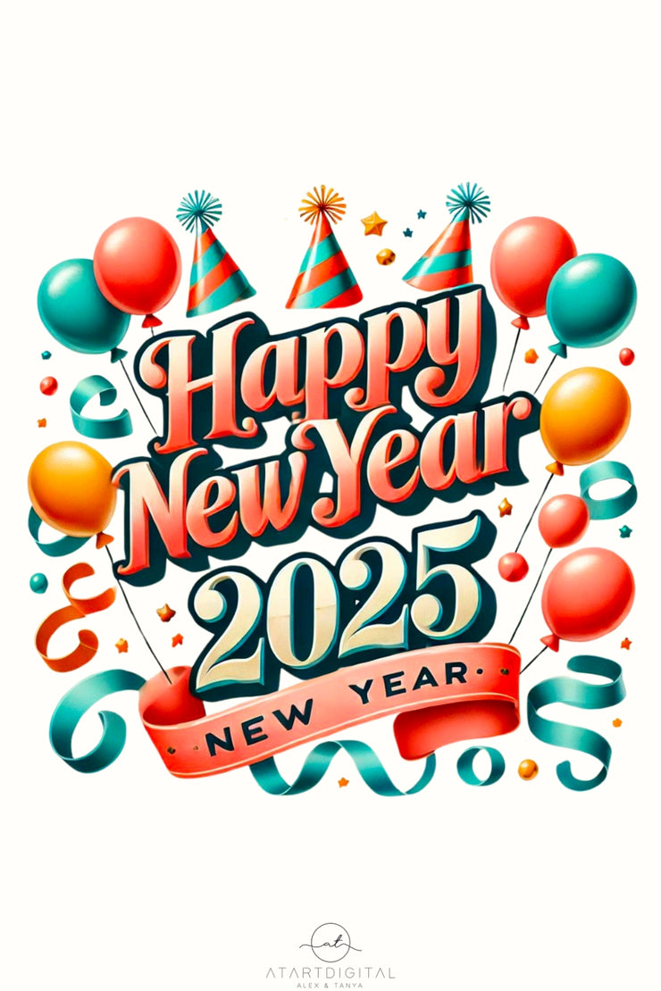 2025 New Year PNG Design, Holiday Shirt Print, Digital Download, Sublimation Design,Commercial Use Poster & Scrapbook Image,Iron-On Transfer