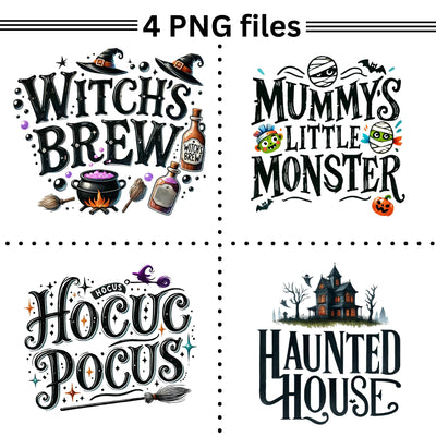 Spooky Season Halloween Bundle, Haunted House, Witch's Brew, Hocus Pocus PNG, Quotes Sublimation Design, Mummy's Little Monster Shirt Design