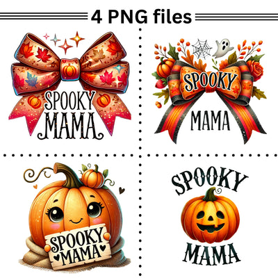 Spooky Mama PNG, Fall Aesthetic Bundle, Halloween, Thanksgiving, Trending Pngs, Coquette & Gothic Designs, Sublimation Pack, Bow, Fall Vibes