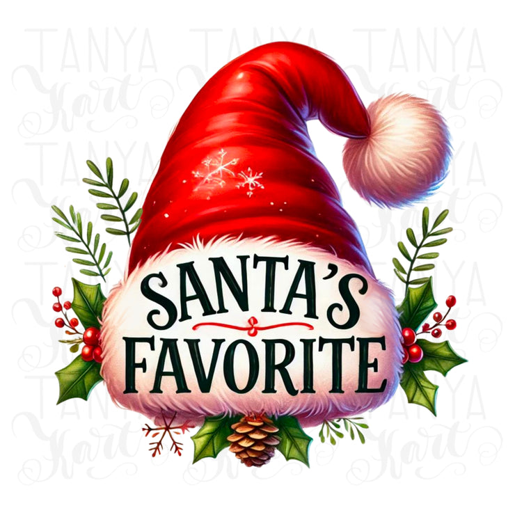 Santa's Favorite, Retro Santa Hat PNG for Cozy Christmas, Sublimation Design, Holiday Sublimation, Fun & Cozy Season Design