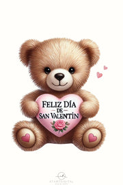 Feliz Día de San Valentín, Retro Design for Iron-On Transfers, Mexican T-Shirts, Spanish Valentine’s Day PNG, Cute Bear, Digital Downloads