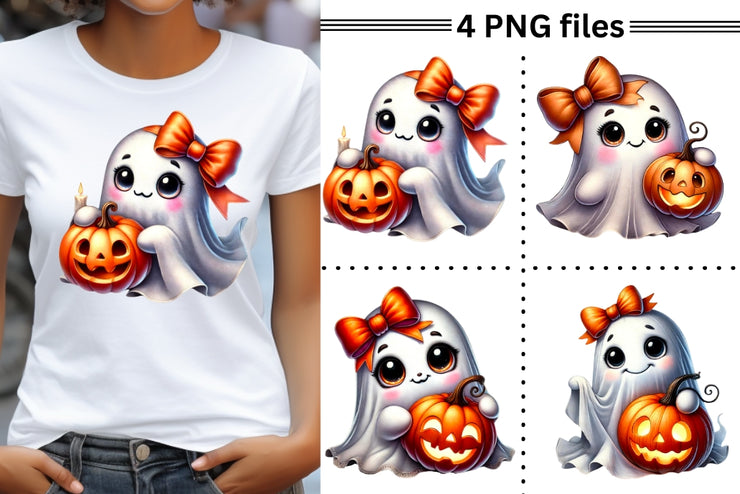 Fall Halloween Ghost PNG Collection, Coquette Sublimation, Jack-O'-Lantern & Ghost Bow PNG Set, Halloween Coquette, Sublimation Design