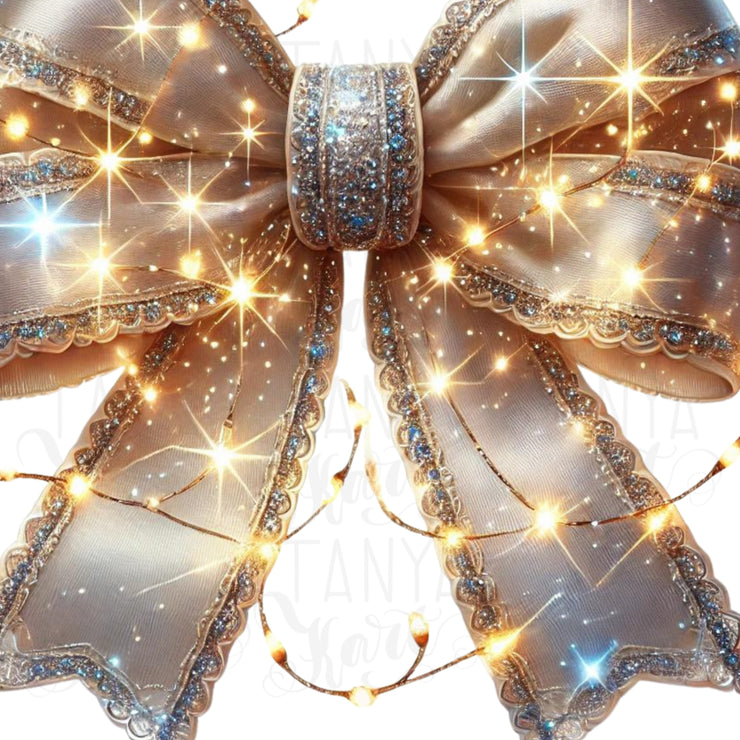 Christmas Lights Coquette Bow, Holiday PNG Design, Christmas Bow Sublimation Download, Bow PNG for Christmas Shirt Designs