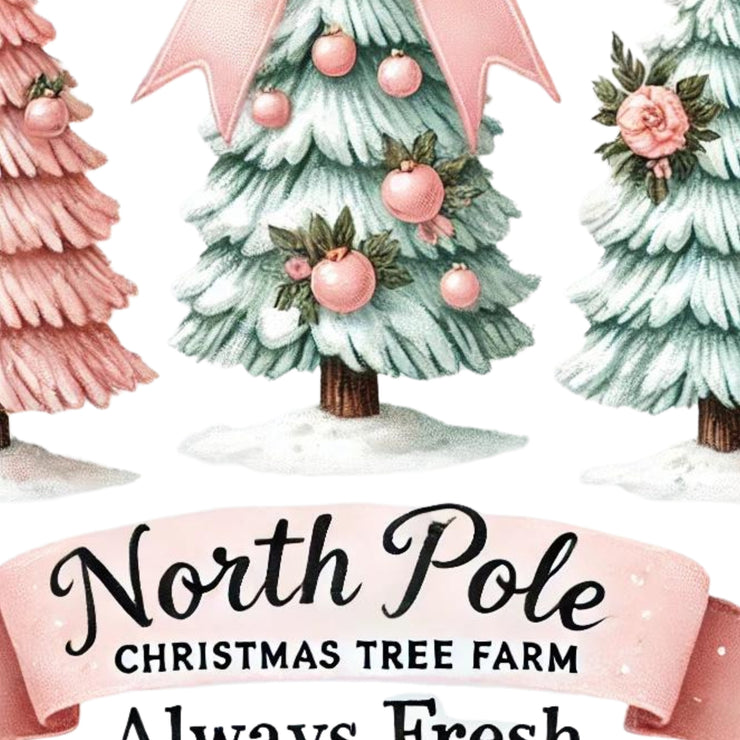 North Pole Christmas Tree Farm PNG, Coquette Pink Christmas Design for Trendy Hoodies & Holiday Sublimation, Shirt Design, Girly Christmas