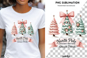 North Pole Christmas Tree Farm PNG, Coquette Pink Christmas Design for Trendy Hoodies & Holiday Sublimation, Shirt Design, Girly Christmas