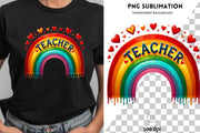 Teacher PNG, Rainbow Sublimation Design, Vintage Teacher Life PNG, Retro Inspired Graphic, Teacher Appreciation, First Grade T-Shirt Design