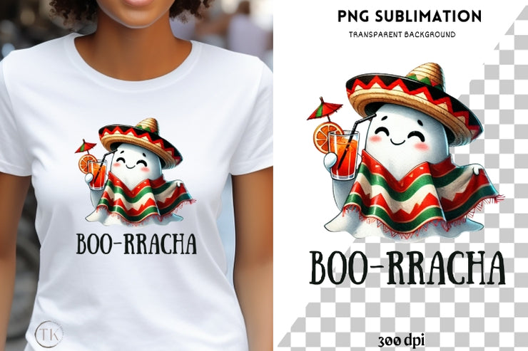 Funny Mexican Ghost PNG, Spanish Halloween Boo Racha Design for Hispanic-Themed Cups & T-Shirts, Sublimation Instant Downloads