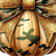 Camo Pumpkin PNG, Coquette Bow & Cute Fall Pumpkin Sublimation Design for Girls’ Fall Crafting, Camouflage Bow for Trendy Autumn Crafting