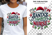 Santa's Favorite Nurse PNG, Cute Nurse Christmas Shirt Design for Holiday Gifts & Merry Xmas Vibes, Nurse Christmas PNG, Christmas Vibes