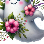 Spring Ghost with Flowers PNG, Girl Ghost for Easter Sublimation, Pastel Digital Downloads, Boujee Ghost, Floral Easter Design, Spring Art