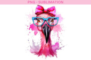 Pink Flamingo Wearing Glasses Sublimation Designs