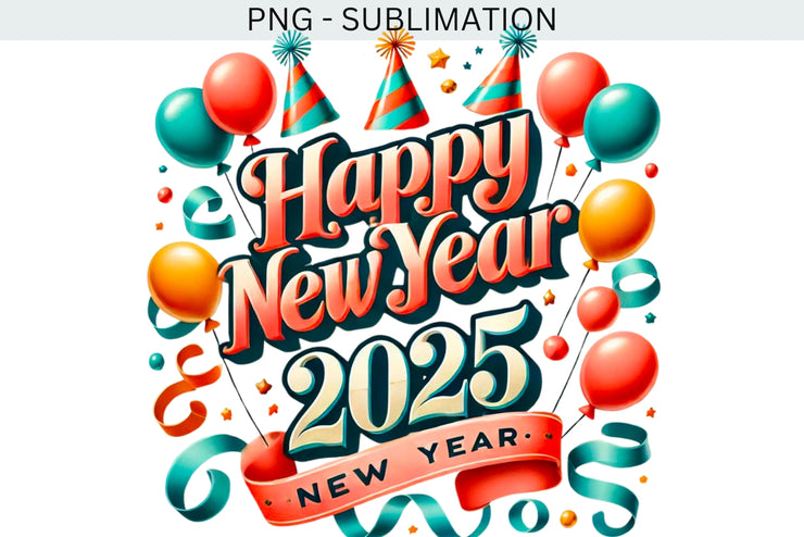 2025 New Year PNG Design, Holiday Shirt Print, Digital Download, Sublimation Design,Commercial Use Poster & Scrapbook Image,Iron-On Transfer