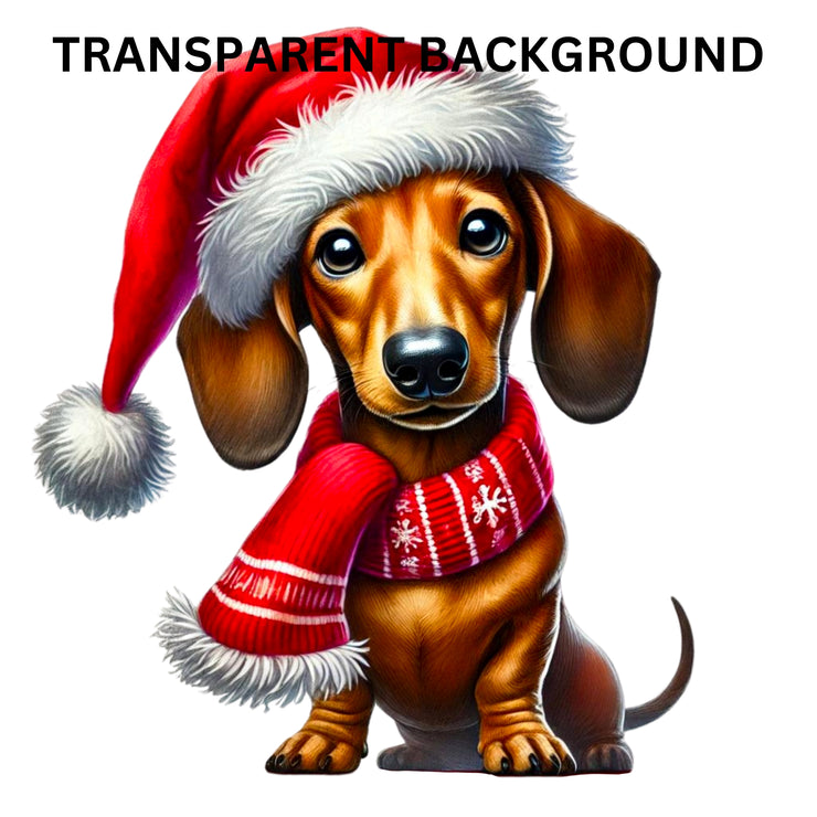 Dachshund Christmas Png, Cute Pet Sublimation Graphics for Tshirts, Christmas Animal for Tumblers & Cards, Holiday Dog Digital Prints