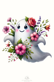 Spring Ghost with Flowers PNG, Girl Ghost for Easter Sublimation, Pastel Digital Downloads, Boujee Ghost, Floral Easter Design, Spring Art