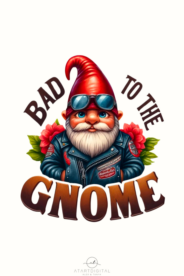 Bad to the Gnome PNG, Motorcycle Rider Graphic, Gnome Biker Sublimation for Tshirt Designs, Motorcycle Gnome Print for Crafting Projects