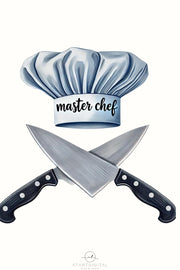 Master Chef, Knife PNG, Logo Design, Digital Print, Sublimation PNG for T-Shirts & Cards, Kitchen Quote, Chef Design, Funny PNG for Crafting